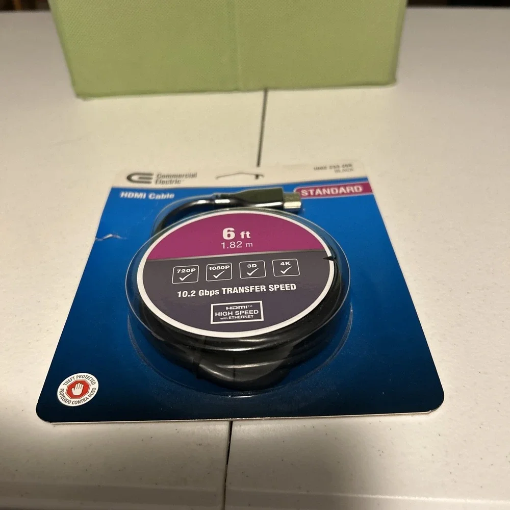 Commercial Electric Standard Black HDMI 6ft. Cable Model -1002 233 266‎